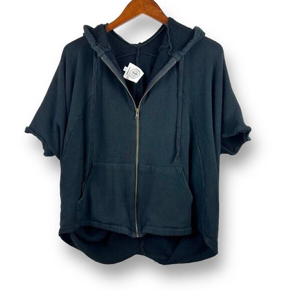 Anagram black short sleeve zipper hoodie size S - Picture 1 of 8